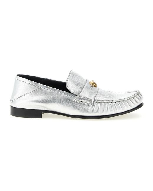 Versace Schoenen ,Grijs ,Leer La Medusa Loafers in het White