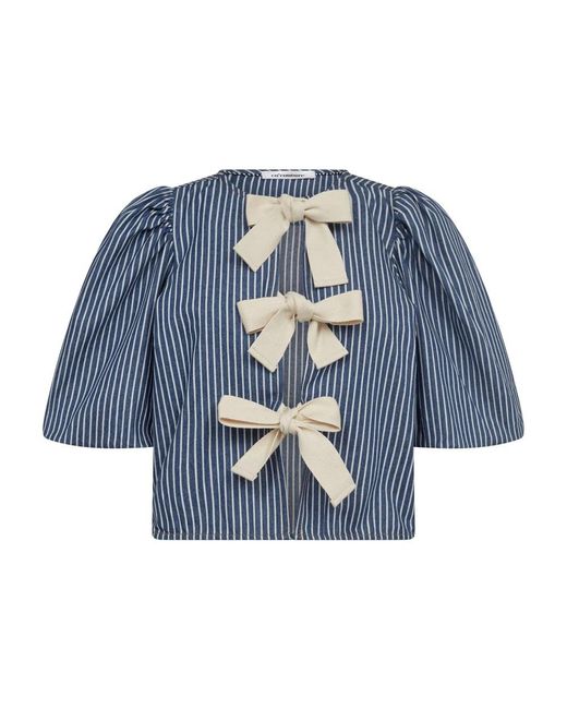 co'couture Denim blue bow blouse