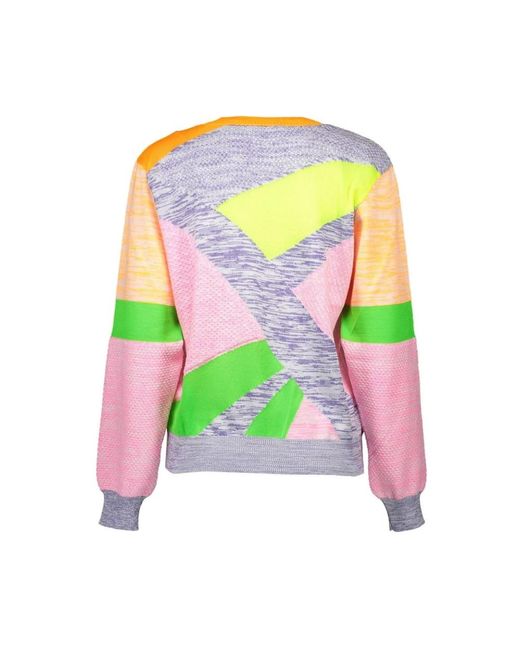 Love Moschino Pink Strickpullover Mehrfarbiger pullover mit Rundhals & Logo