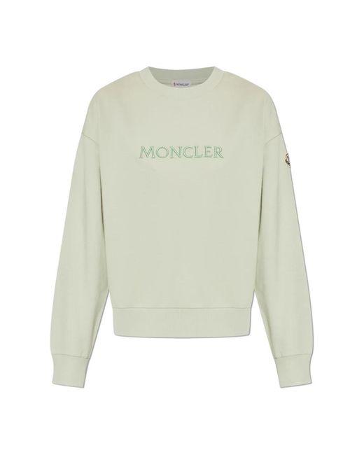 Moncler Hoodies & Sweatvesten ,Groen ,Katoen Logo Sweatshirt in het Green