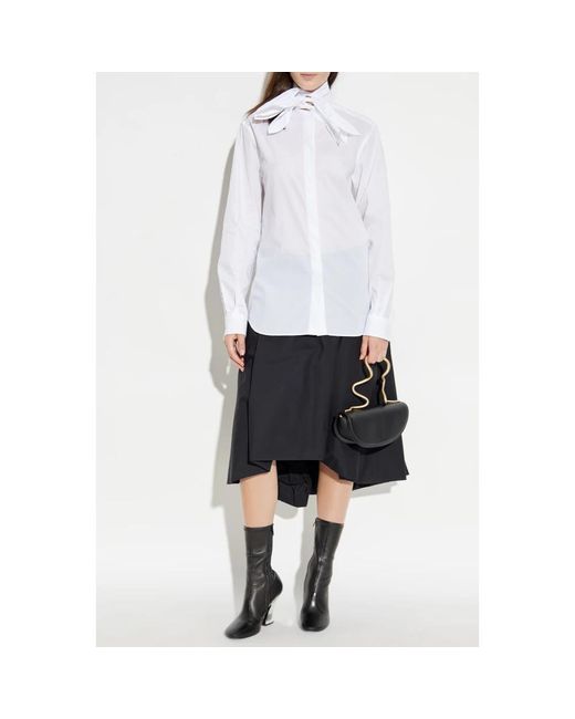 Moschino Overhemden ,Wit ,Katoen Blouse Met Decoratieve Strik Bij De Halslijn in het White