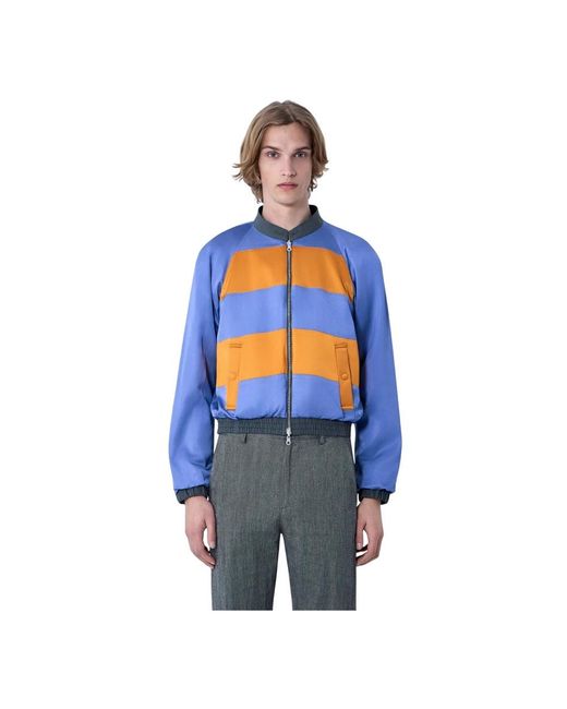 Dries Van Noten Blue Bomber Jackets for men