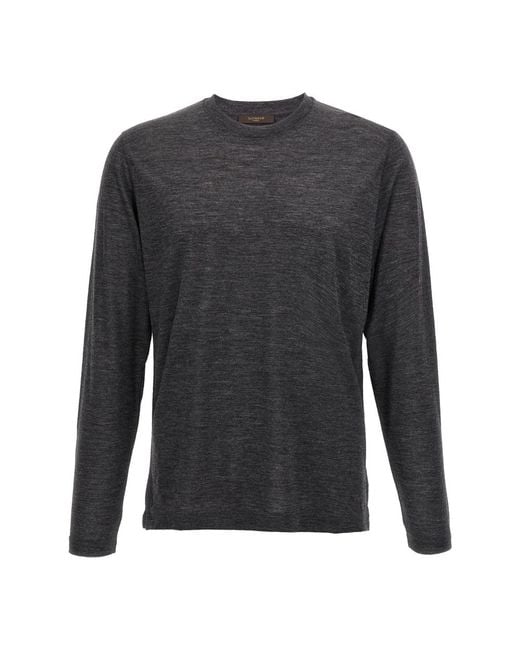 Zanone Gray Round-Neck Knitwear for men