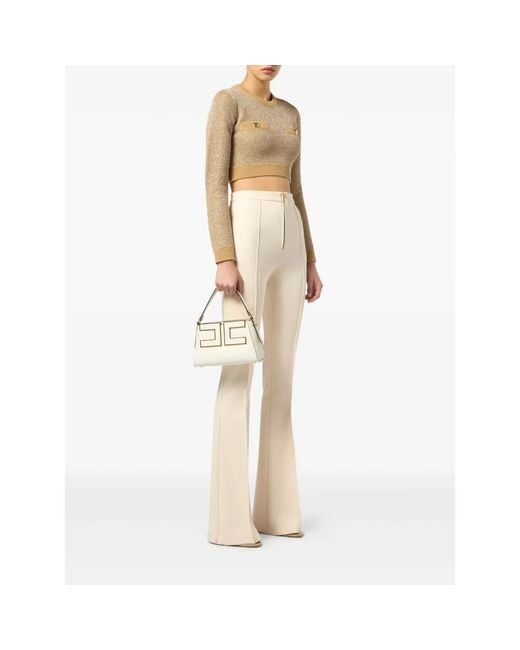 Elisabetta Franchi Natural Round-Neck Knitwear