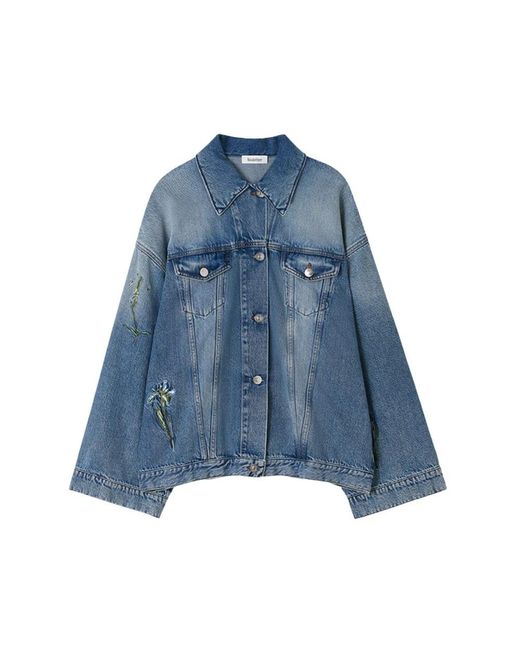 Rodebjer Bat Embroidery Denim Jacket in het Blue