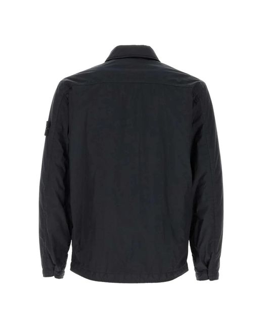 Stone Island Jassen ,Blauw ,Nylon Gevoerde Nylon Overshirt in het Blue voor heren