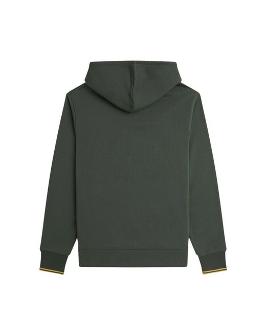 Fred Perry Hoodies & Sweatvesten ,Groen ,Katoen Groene Hoodie Met Dubbele Streepdetails in het Green voor heren