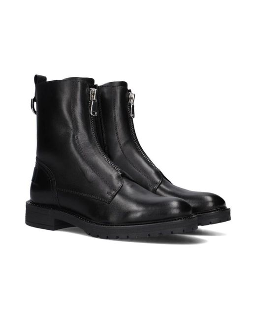 Notre-v Black Schwarze Lederstiefel Mit Reißverschluss