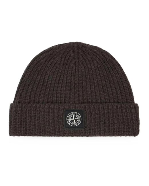 Stone Island Rippstrickmütze in Black für Herren