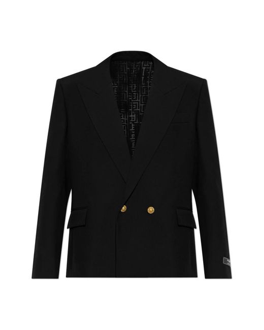 Balmain Double-Breasted Blazer Met Dubbele Split in het Black voor heren