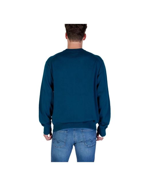 Calvin Klein Baumwoll-Crewneck-Pullover in Blue für Herren