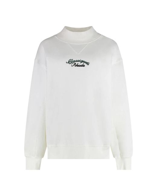 Rhude Truien & Vesten ,Wit ,Katoen Katoenen Sweatshirt Met Logo Detail in het White