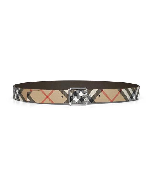 Burberry Reversible Check B Buckle Belt in het Brown voor heren