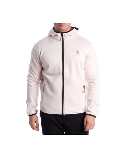 U.S. POLO ASSN. Fitness ,Roze ,Polyester Fleece Zip-Up Hoodie in het Pink voor heren