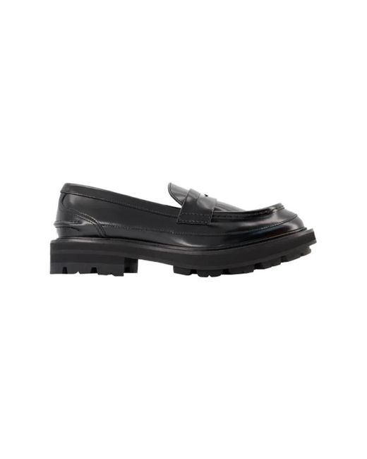 Alexander McQueen Black Oversize Flat Shoes - - - Leather