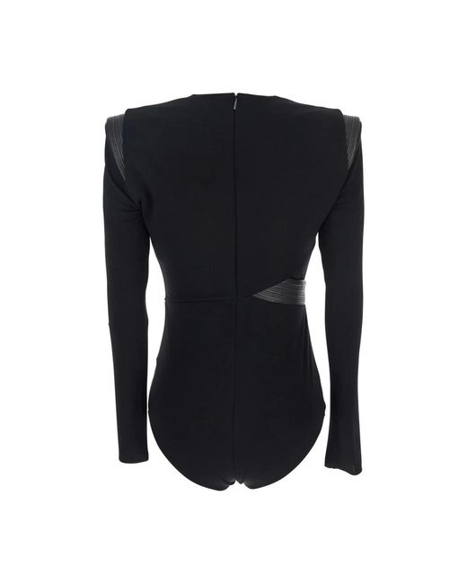 Versace Tops ,Zwart ,Zwarte Bodysuit Stretch Crepe Jersey Top in het Black