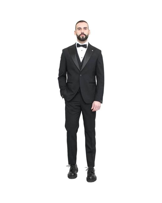 Manuel Ritz Black Single Breasted Suits for men