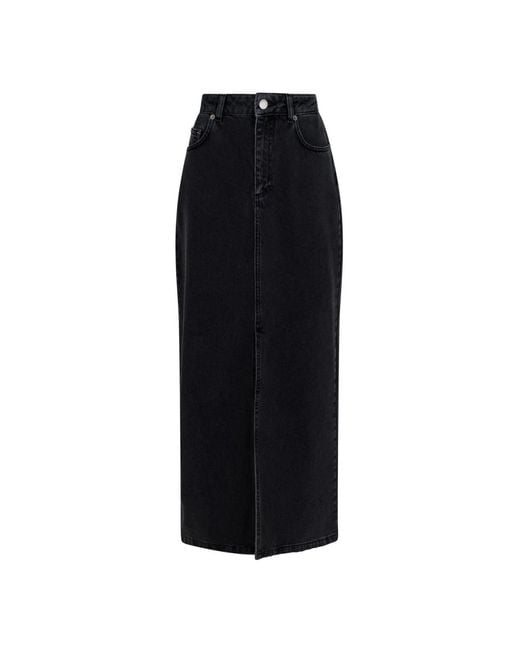 Neo Noir Black Denim Skirts