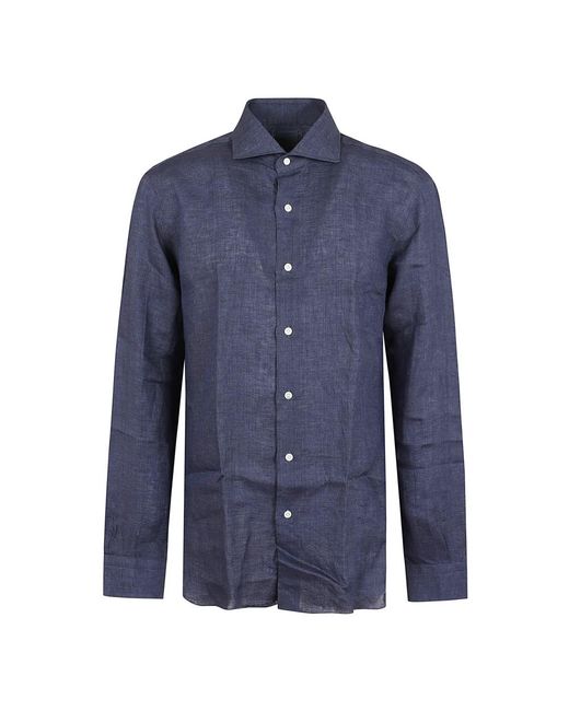 Barba Napoli Blue Casual Shirts for men