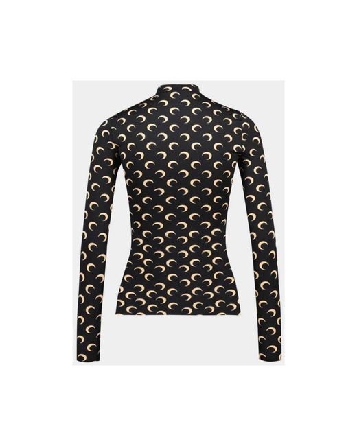 MARINE SERRE Black Long Sleeve T-Shirts
