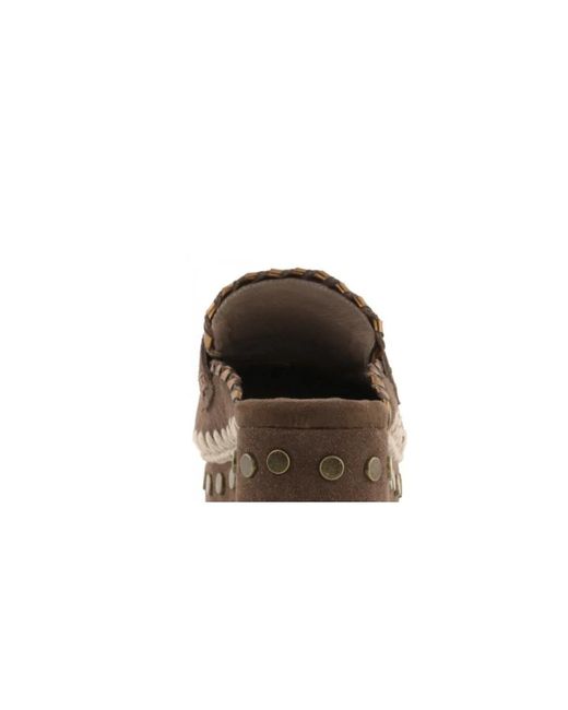 Mou Brown Clog Overstitching