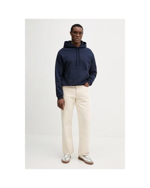 Lacoste Hoodies & Sweatvesten ,Blauw ,Katoen Heavy Fleece Hoodie in het Blue voor heren