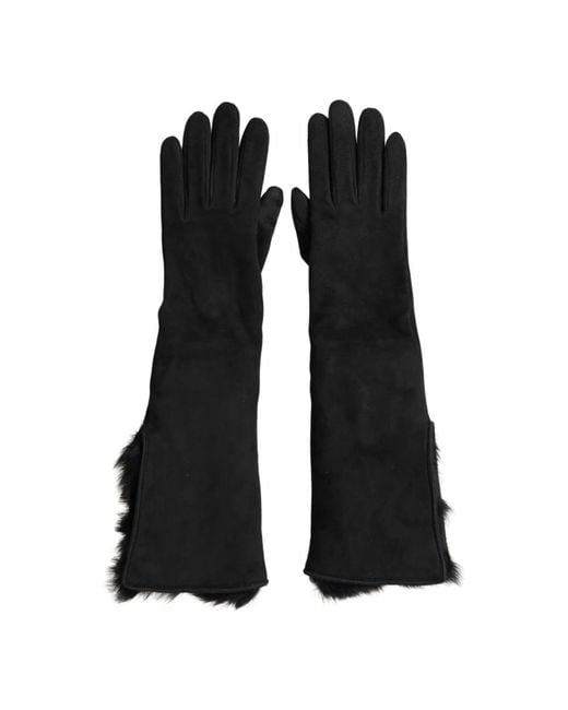 Dolce & Gabbana Lederpelz handschuhe mit kaschmirfutter in Black für Herren