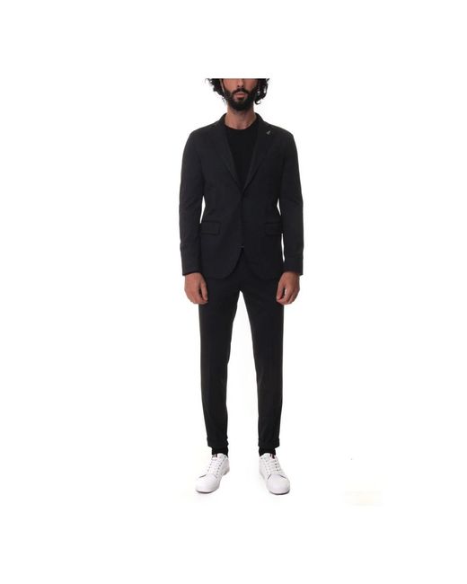 Paoloni Single Breasted Suits in het Black voor heren