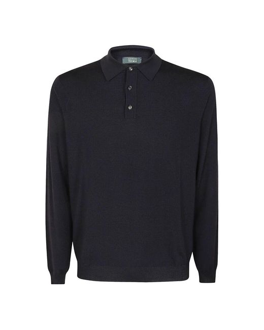 Zanone Blauer polo aus wollmischung,blauer wollmischung polo pullover in Blue für Herren
