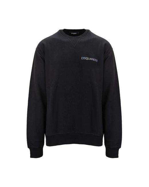 DSquared² Hoodies & Sweatvesten ,Zwart ,Katoen Pullover Sweatshirt Print in het Black voor heren