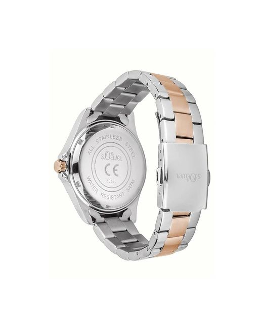 S.oliver Metallic Armbanduhr 32 mm armband edelstahl gold-weiß so-3059-mq