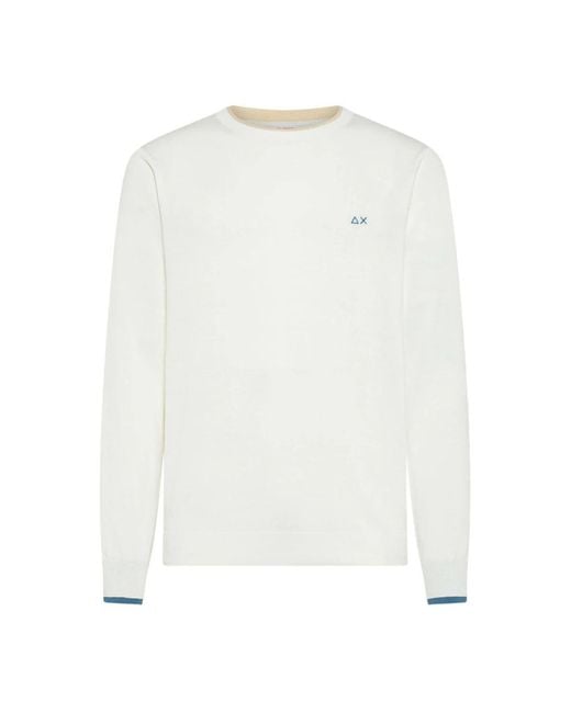 Sun 68 White Round-Neck Knitwear for men
