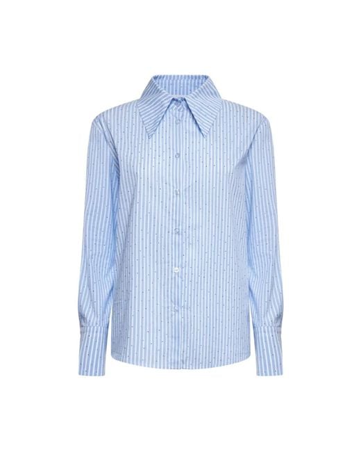 Silvian Heach Blue Gestreiftes Hemd Mit Maxikragen
