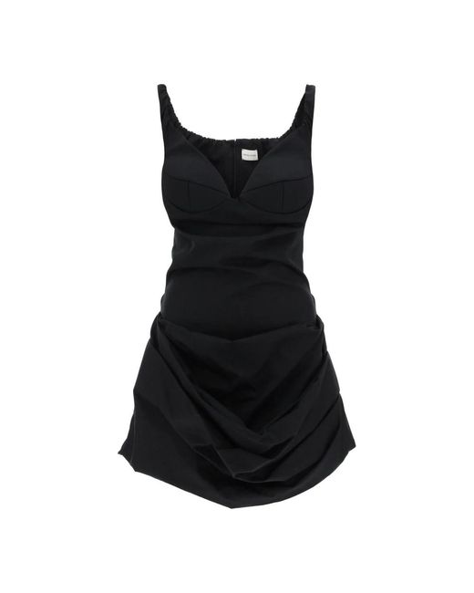 Draped poplin mini dress Magda Butrym de color Black