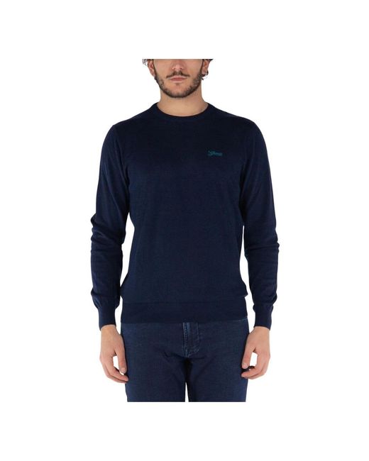 Guess Blue Round-Neck Knitwear for men