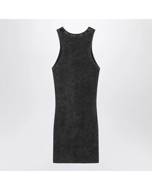 DIESEL Black Washed Dress With Metallic Oval D
