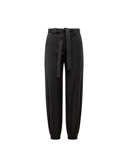 Pinko Broeken ,Zwart ,Wol Utility Flanellen Broek Met Elastische Zoom in het Black