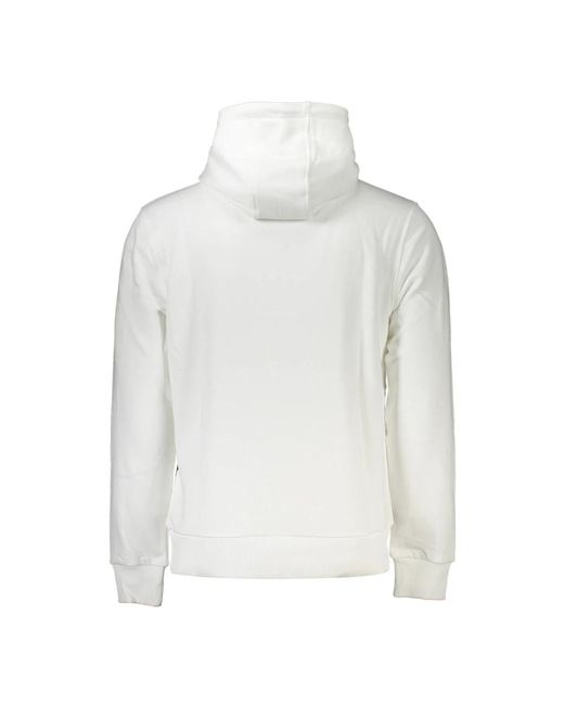 Roberto Cavalli Hoodies & Sweatvesten ,Wit ,Katoen Hoodie Met Geborsteld Print in het White voor heren