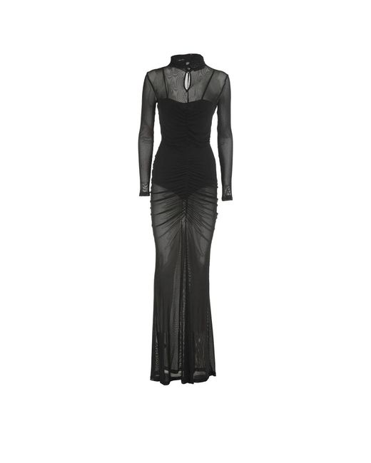 ACTUALEE Kleedjes ,Zwart ,Polyester Zwarte Gedrapeerde Jurk in het Black