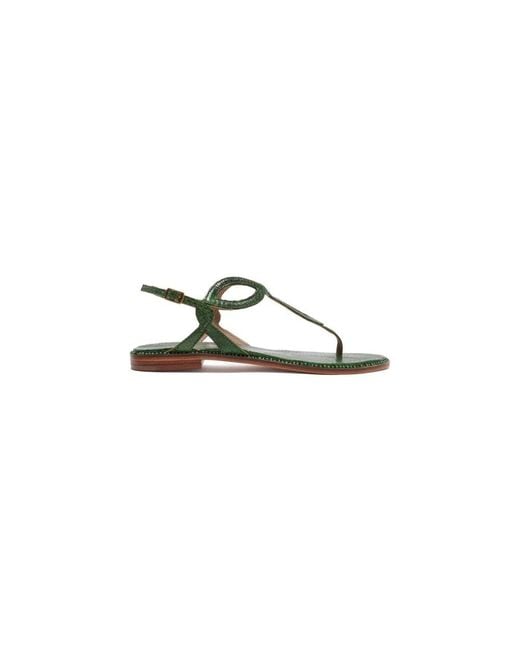 Maliparmi Green Flat Sandals