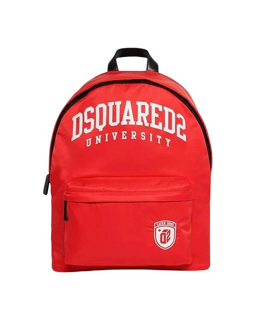 DSquared² Tassen ,Rood ,Polyester Rode Rugzak Met Logo Print in het Red