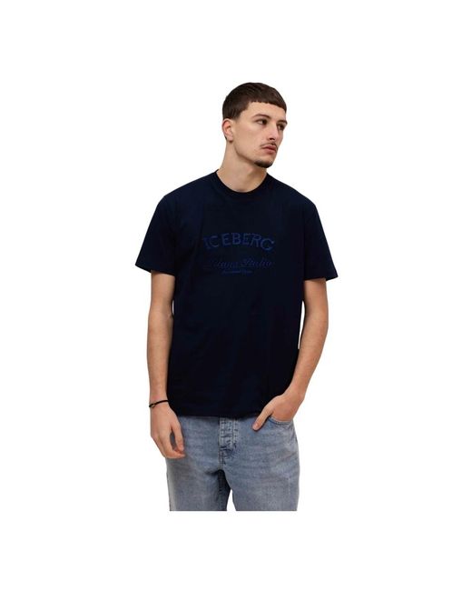 Iceberg Tops ,Blauw ,Katoen 5D F040 Jersey T-Shirt in het Black voor heren