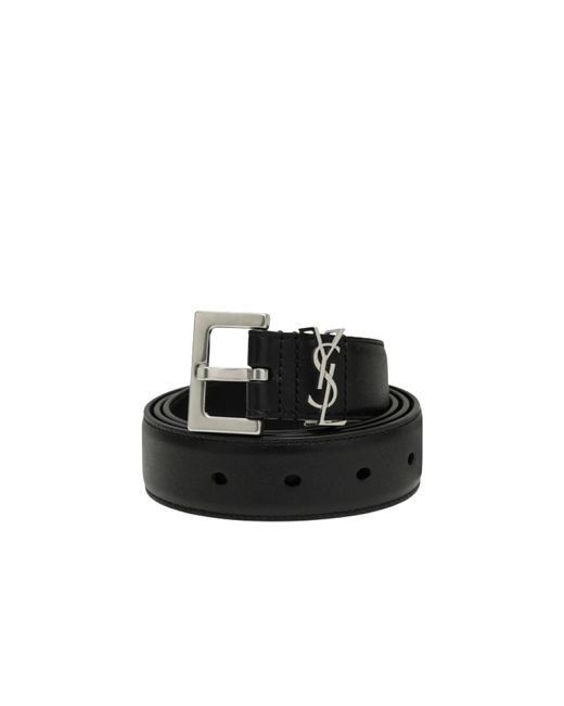 Saint Laurent Glad Leren Riem Cassandre Stijl in het Black