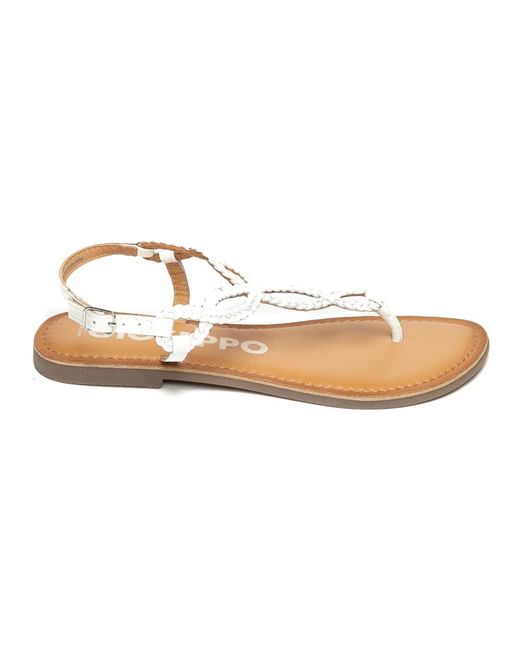 Gioseppo White Flat Sandals
