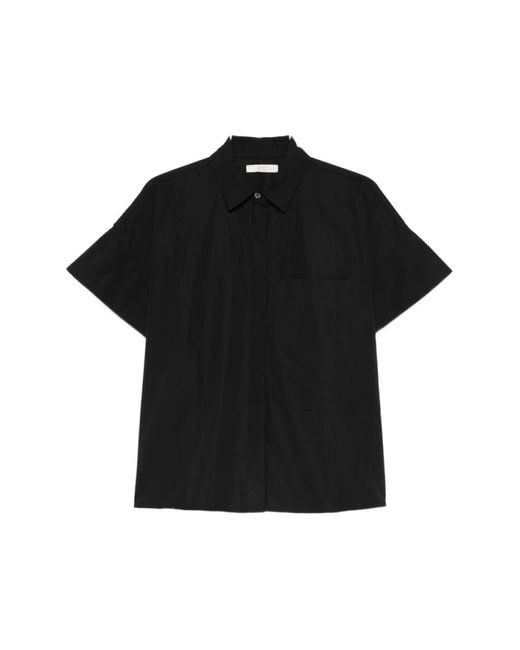 Co. Overhemden ,Zwart ,Katoen Boxy Shirt Met Korte Mouwen in het Black