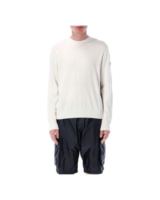 Moncler Crewneck Baumwollpullover Mit Autologo in White für Herren