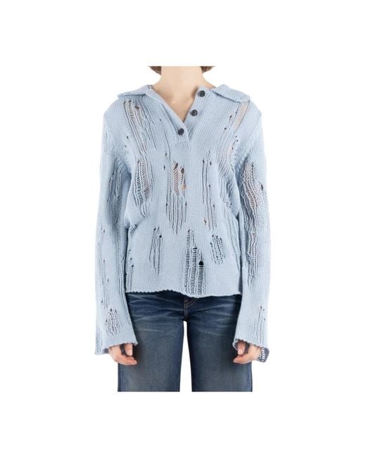 V-Neck Knitwear Acne de color Blue