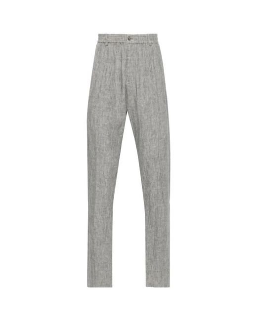 Emporio Armani Gray Slim-Fit Trousers for men