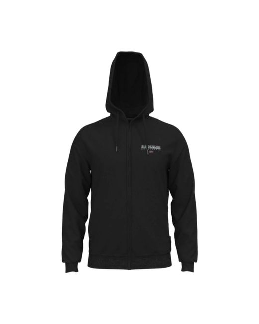 Napapijri Hoodies & Sweatvesten ,Zwart ,Katoen Zwarte Hoodie Met Volledige Rits En Vlaglogo in het Black voor heren