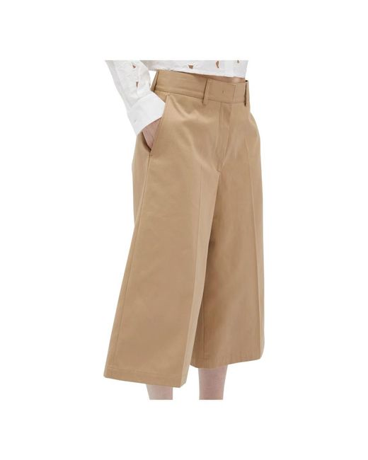 MSGM Broeken ,Bruin ,Wijde Pasvorm Kameel Bermuda Shorts in het Natural